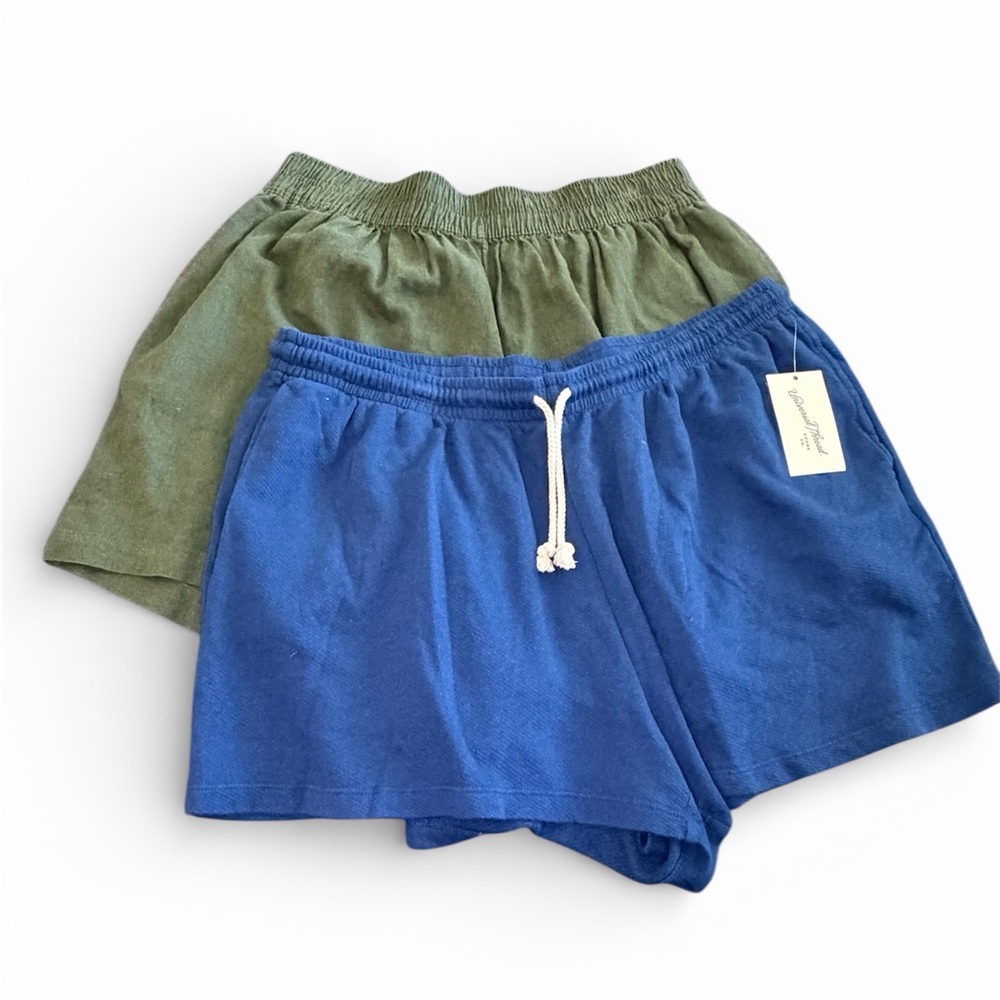 Blue and Green Casual Shorts Set